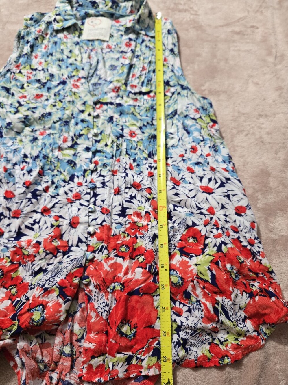6 of 52 Conversations by Anthropologie Womens Floral Print Blouse Blue - Picture 3 of 7
